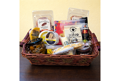 Colorado Bounty gift basket with local Colorado cheese meats and snacks