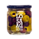 Jar of Losada 3 Olive Mix — colorful Spanish olives with firm, fruity, and buttery flavors.